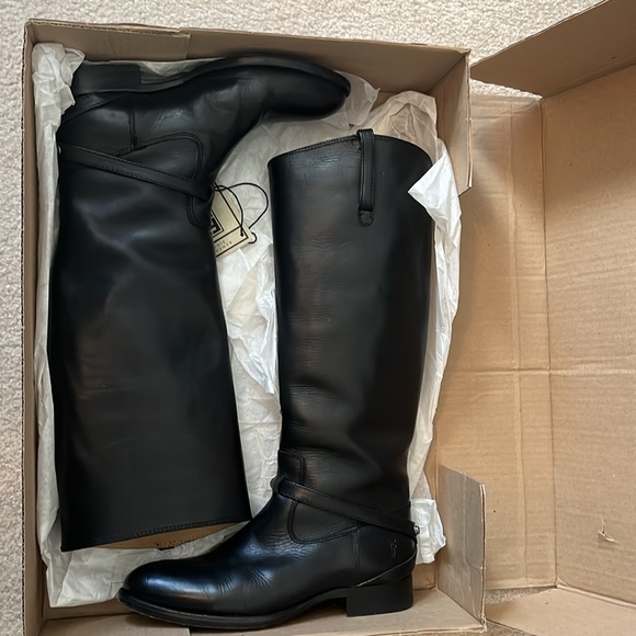 FRYE Lindsay Plate Black Riding Boots 7.5M - Picture 4 of 7